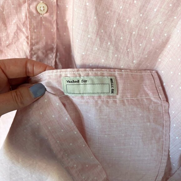J.Crew Light Pink Polka Dot Organic Cotton Button Down Shirt Mens Size XL Preppy - Picture 11 of 12